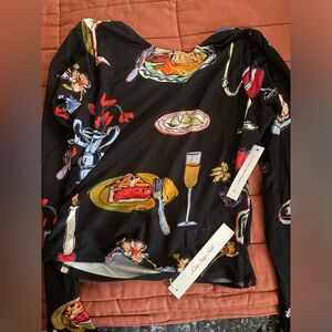 NWT Lisa Says Gah! Rowan Top Set The Table Caviar - Black Sz Med